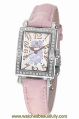 Gevril Women's 8248RL Super Mini Diamond MOP Dial Pink Leather Date Watch
