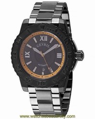 Gevril Men's Watch 3112B Seacloud Automatic Black IP Steel Bracelet Date
