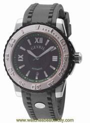 Gevril Men's Watch 3111 Seacloud Automatic Black Rubber Strap Date
