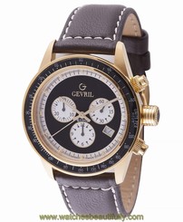 Gevril Men's Tribeca Watch A2112 Chronograph Tachymeter Brown Leather Date