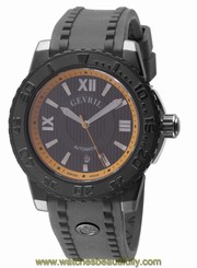 Gevril Men's 3112 Seacloud Automatic Luminous Black Rubber Date Wristwatch
