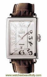 Gevril Men's 5000 Avenue of Americas Automatic White Dial Leather Date Watch
