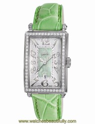Gevril Women's 7246NL Avenue of Americas Mini Green MOP Dial DIAMONDS Date Watch