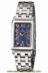 Gevril Women's Mini Wristwatch 7043RB Stainless Steel Blue Dial Date