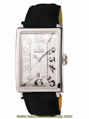 Gevril Women's 7040N Avenue of Americas White Dial Black Leather Date Writwatch