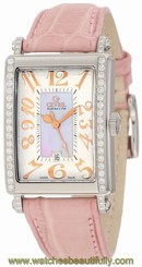 Gevril Women's 7248RE Avenue of Americas Mini Pink MOP Dial Diamonds Date Watch