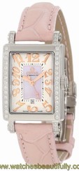 Gevril Women's 8248RE Avenue of Americas Super Mini Diamond Pink Leather Watch