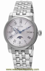 Gevril Men's 2526 CORTLAND Stainless Steel Roman Numbers Moon Phase Date Watch
