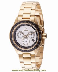 Gevril Men's A2115 Tribeca Chronograph Luminous Gold IP Steel Date Wristwatch
