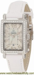 Gevril Women's 8249NL Super Mini Diamond MOP Dial Leather Date Wristwatch
