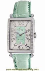 Gevril Women's 6206NE Glamour Automatic Diamond Leather Date Wristwatch