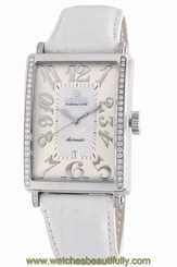 Gevril Women 6209NE Glamour Automatic White Diamond Crocodile Leather Wristwatch