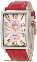 Gevril Women's 6208RE Glamour Automatic Diamond Leather Date Wristwatch