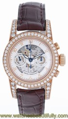 Girard-Perregaux Skeleton Chronograph 18k Rose Gold Diamond Ladies Watch 8046