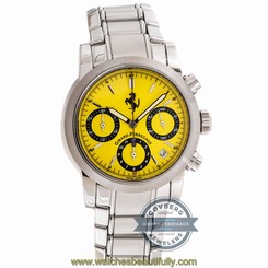 Girard Perregaux Ferrari 8020 Auto 38mm Yellow Dial Mens Bracelet Watch Chrono