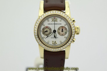 Girard Perregaux 18K Yellow Gold Ladies Diamond Bezel Chronograph