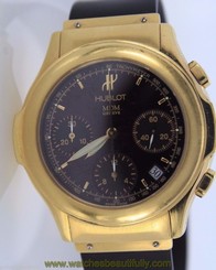$18,500 Hublot MDM Depose Men's 18K Yellow Gold Chronograph Burgundy Dial Watch