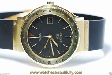Hublot 15610 3- 2 TIMES ZONE MDM,18K Gold Automatic Mov. Great investment,Gold