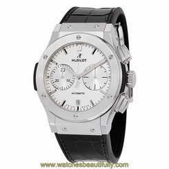 Hublot Classic Fusion Chronograph White Opalin Dial Titanium Mens Watch