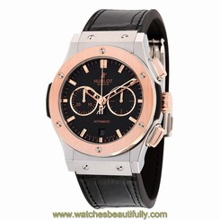 Hublot Classic Fusion Chronongraph Automatic Black Dial Black Leather Mens