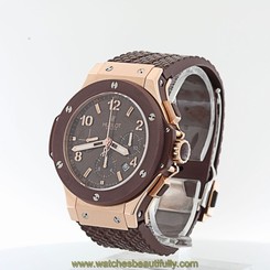 Hublot 44mm Big Bang Cappuccino Chronograph 18K Rose Gold Watch $30,000 Retail !