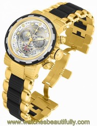 Invicta Mens Reserve CAPSULE Silver Dial Swiss Made Chronograph Gold Watch NEW