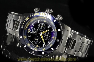 Invicta Mens II Collection Swiss Chronograph Blue Dial Stainless Steel Watch NEW