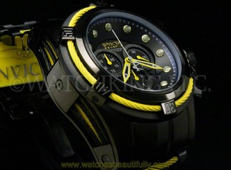 Invicta Reserve 52mm Bolt Zeus Black Dial Swiss Made Chrono S.S Bracelet Watch