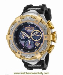 Invicta 21362 Men's Bolt Reserve Chrono Black Silicone & MOP Dial Gold-Tone