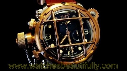 New Invicta 17347 Russian Diver Nautilus Chronograph Rose Gold Black Swiss Watch