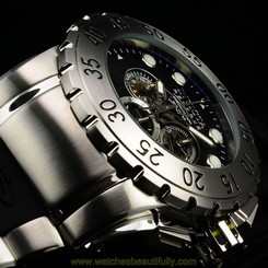 New Mens Invicta 6653 Reserve Leviathan Chronograph Black Polyurethane Watch