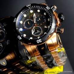 Mens Invicta Reserve Venom Rose Gold Tone Chronograph Swiss Made Black Watch New 843836057288