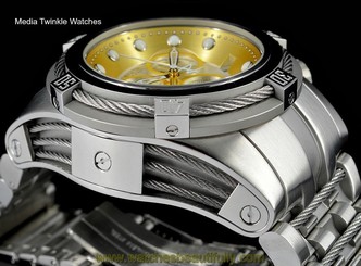 NEW Invicta Reserve Bolt ZEUS Swiss Quart Gold Dial Silver Tone Bracelet Watch