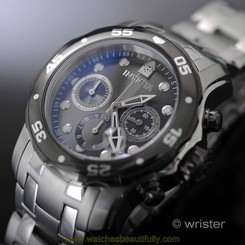 Mens Invicta Pro Diver Scuba Charcoal Dial Chronograph Stainless Steel New Watch