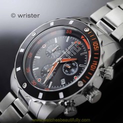 Invicta Specialty Swiss Chrono Black Dial Orange Silver SS Bracelet Mens Watch !