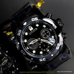 Invicta 48mm Pro Diver Scuba Black Steel Chronograph Swiss Parts Watch New