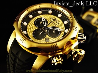 Invicta 52mm VENOM Sea Dragon Swiss Chronograph "Twine Dial" Gold Tone SS Watch