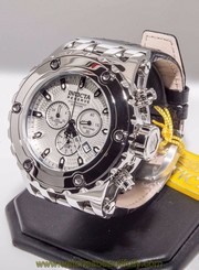 Invicta 17656 Subaqua 52mm Chrono Silver Dial Black Leather Men Watch New