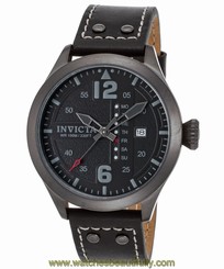Invicta 22186 Men's I-Force Black Genuine Leather & Dial Gunmetal IP