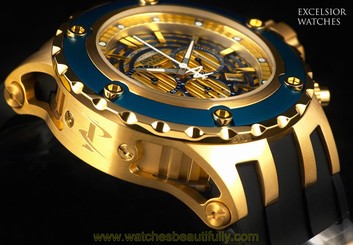 New Invicta $1,995 Reserve Men's Subaqua Swiss Made Chrono 18KT & Blue IP Diver