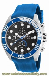 New Mens Invicta 16232 50mm Pro Diver Typhoon Chronograph Blue Rubber Watch