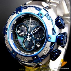 Invicta Reserve Thunderbolt Black MOP Swiss Chronograph Blue Silver Watch New