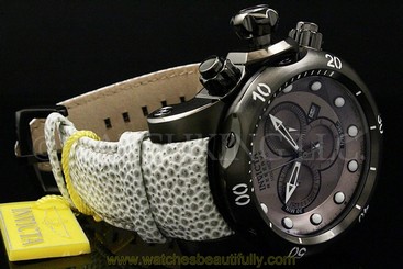 Invicta Reserve Cobra Venom Charcoal Swiss Made Chrono Dial S.S Leather Watch
