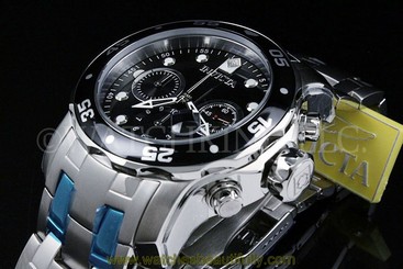 Invicta Men Pro Diver Scuba Black Dial Swiss Made Chrono S.S Bracelet Watch NEW