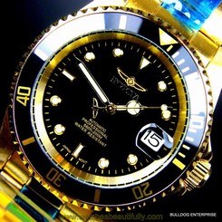 Mens Invicta Pro Diver 18kt Gold Plated Black NH35A Automatic Watch Warranty New