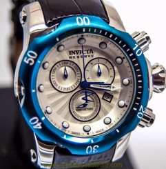 New Men's Invicta 10823 Venom Reserve Swiss Chrono Silver Dial Leather Watch