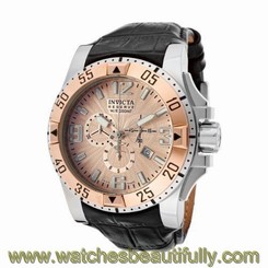 New Mens Invicta 10901 Excursion Reserve Swiss Made Chrono Rose Tone Dial Watch 886678109012