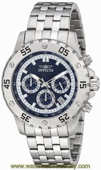 Invicta Mens Specialty Blue Chronograph Dial Stainless Steel Bracelet Watch