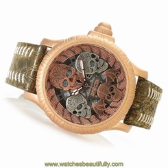 Invicta 48mm Artist Series Bone Collector 22097Quartz Leather Strap Watch New