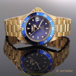 18k Gold IP Invicta Pro Diver AUTOMATIC Blue Dial Date Bracelet 40mm Men's Watch